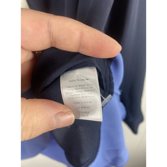 Talbots Womens Button Up Long Sleeve Blouse Blue XL Colorblock Office Career - Picture 4 of 7